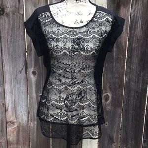 Express Lace Contrast Blouse